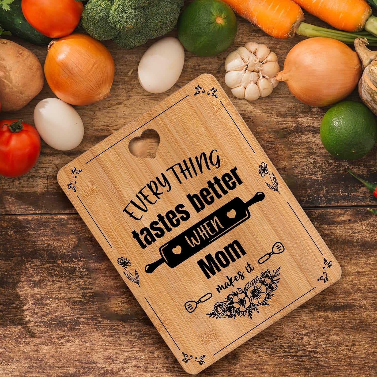 When Mom Makes It Engraved Bamboo Cutting Board