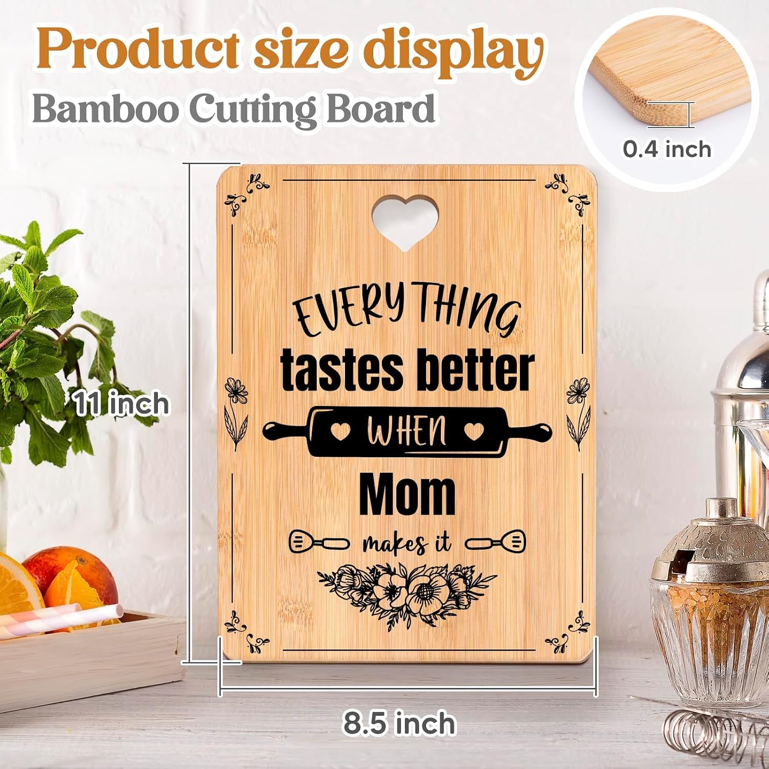 When Mom Makes It Engraved Bamboo Cutting Board