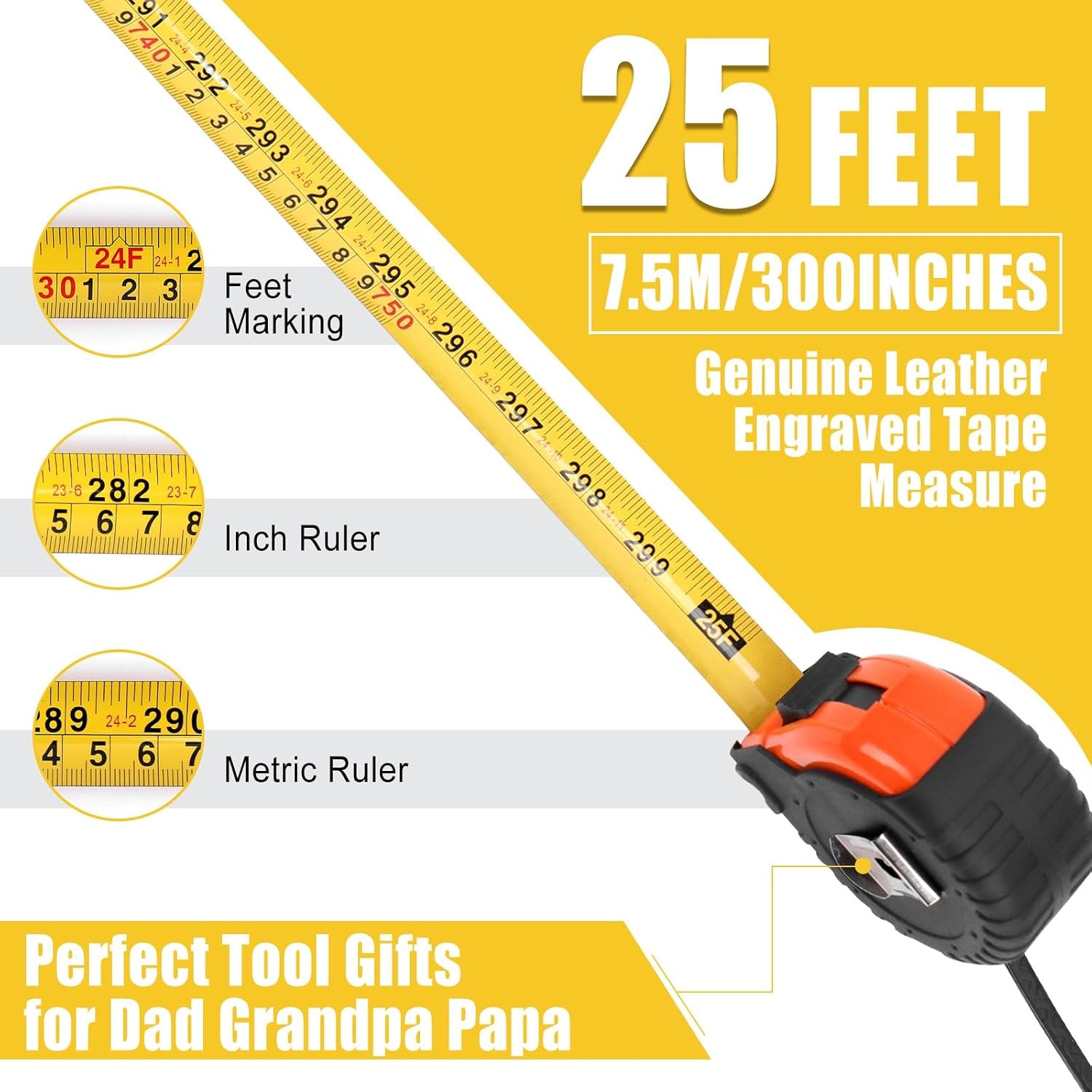 World's Best Dad Engraved Tape Measure with Leather Patch