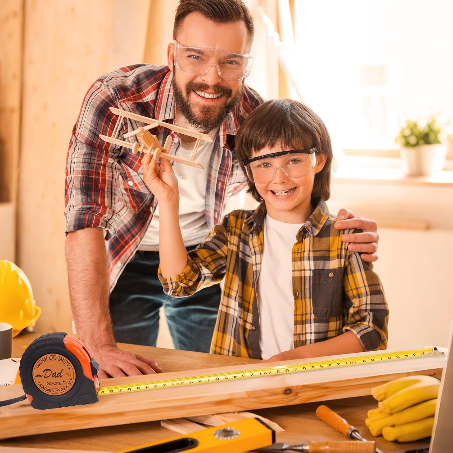 World's Best Dad Engraved Tape Measure with Leather Patch