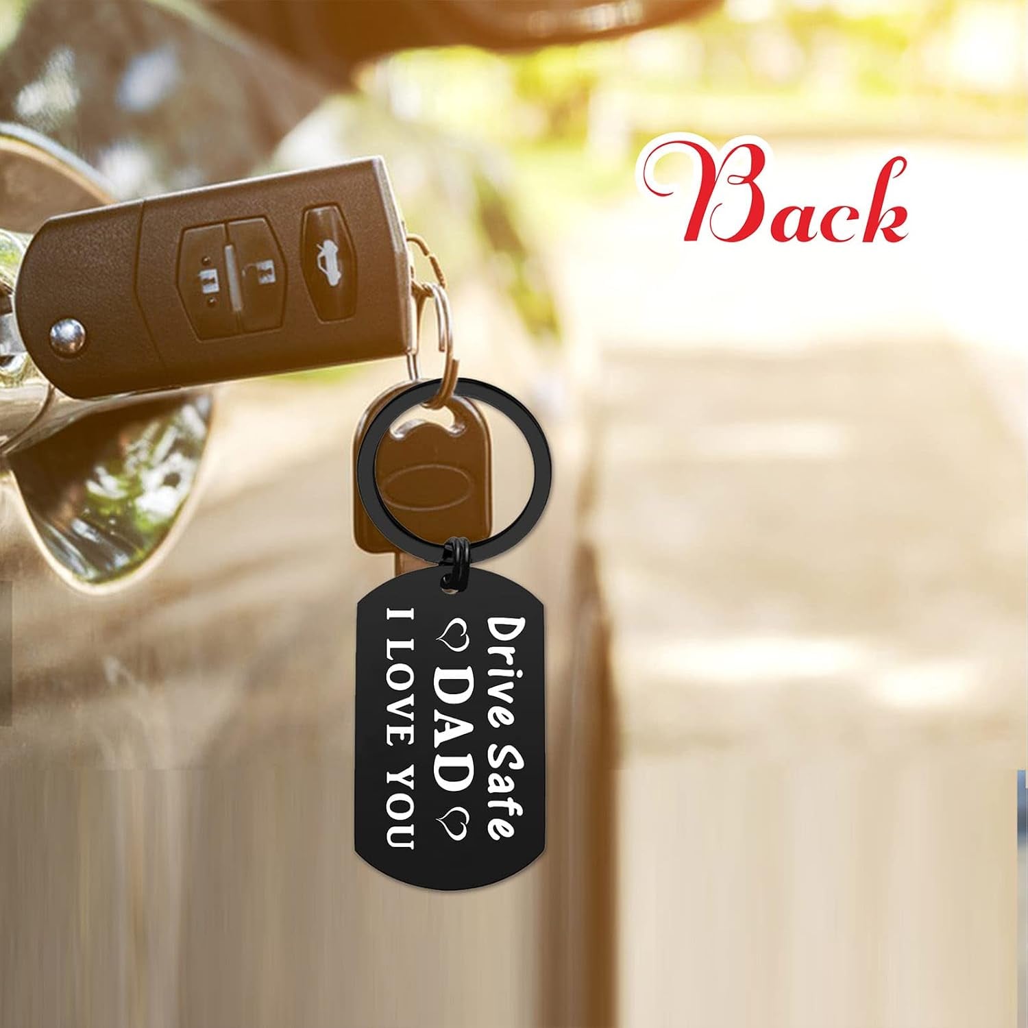 Drive Safe Dad Engraved Keychain From Son