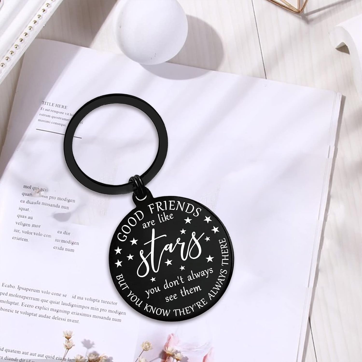 Good Friends Are Like Stars Engraved Keychain