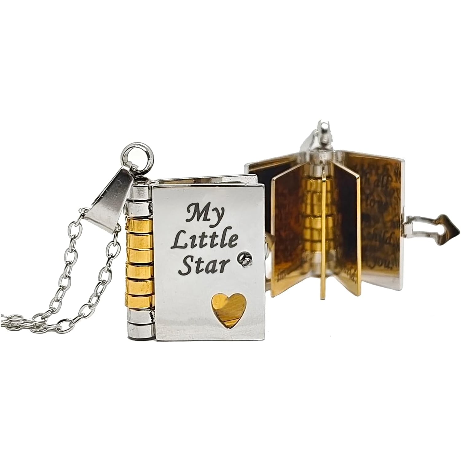 My Little Star Engraved Book Necklace