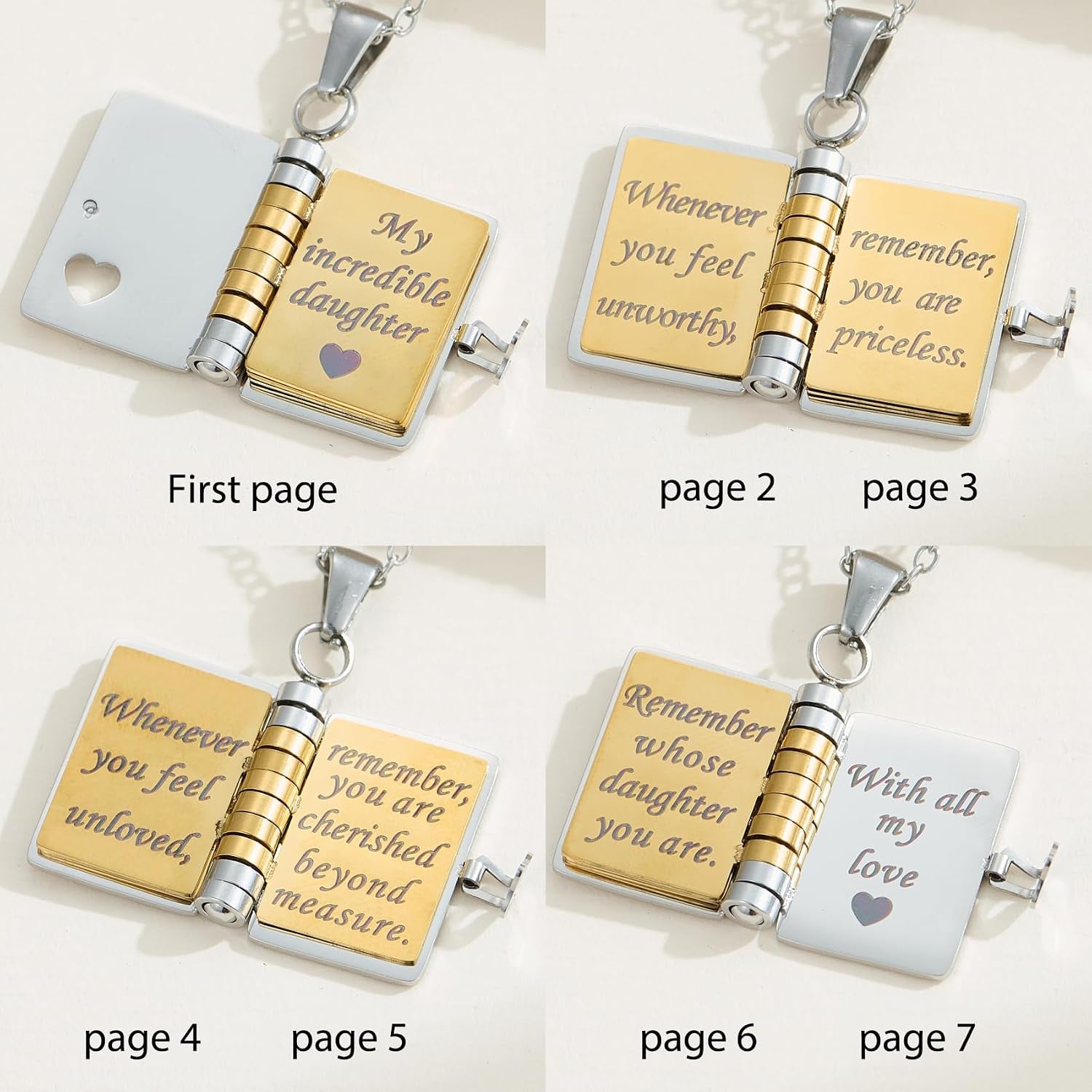 My Little Star Engraved Book Necklace
