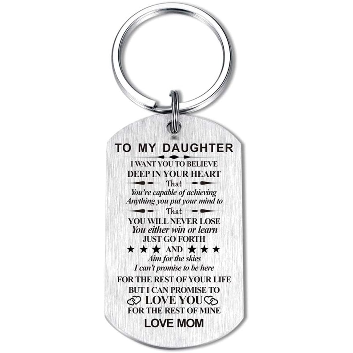 To My Daughter Engraved Keychain from Mom