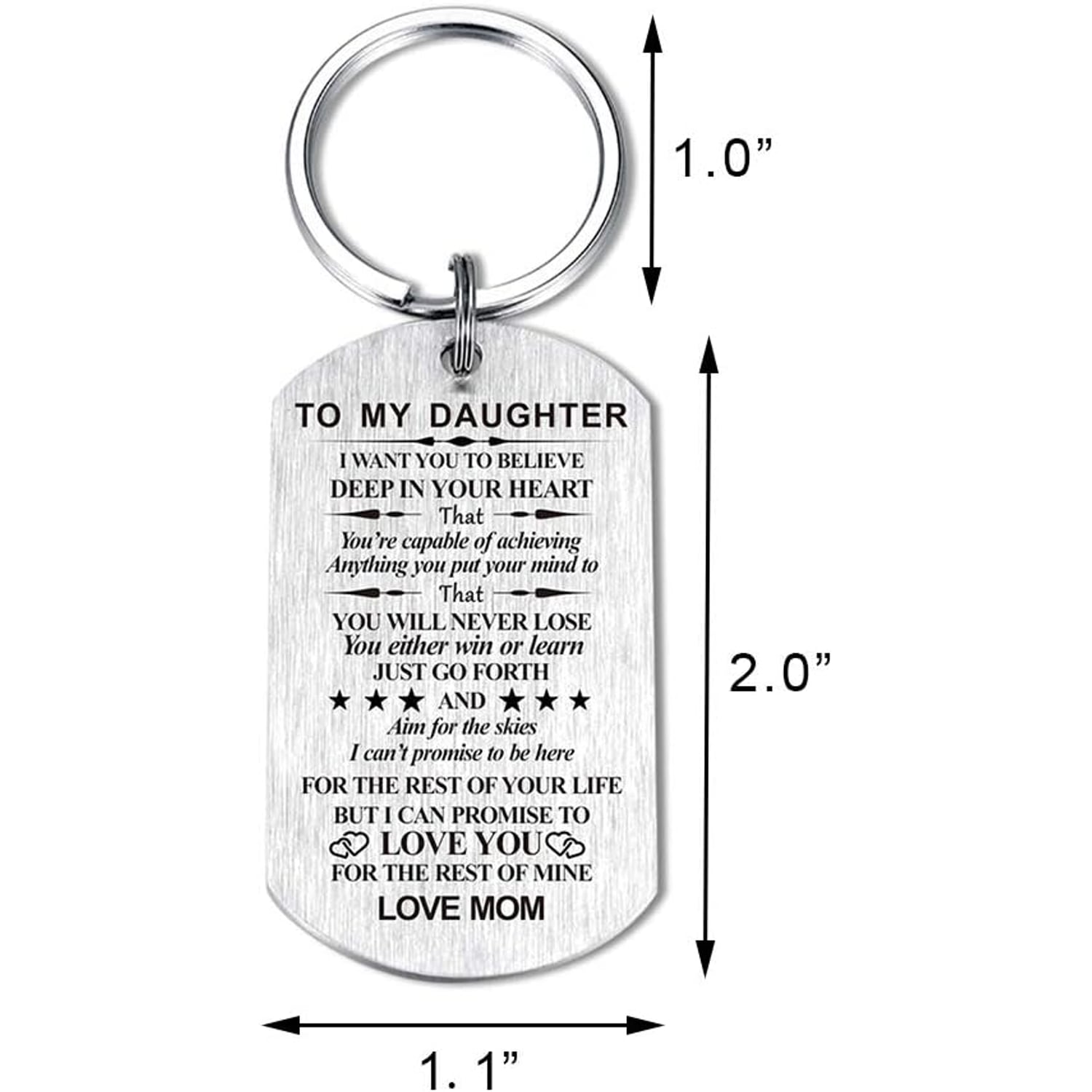 To My Daughter Engraved Keychain from Mom