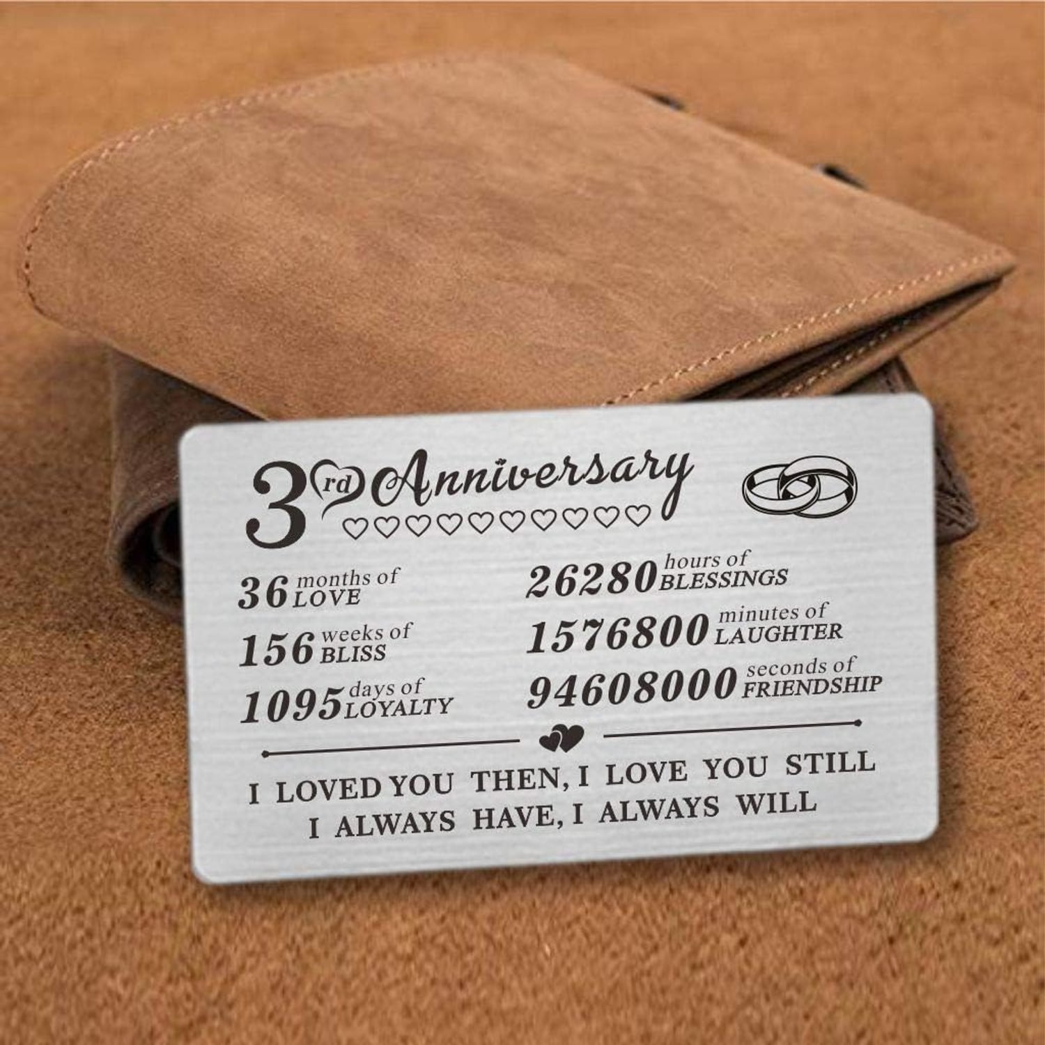 3rd Anniversary Engraved Wallet Card: image 2