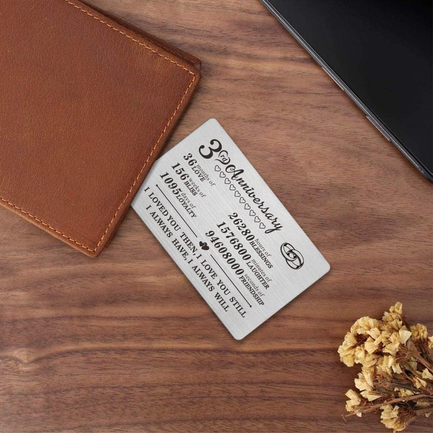 3rd Anniversary Engraved Wallet Card: image 3