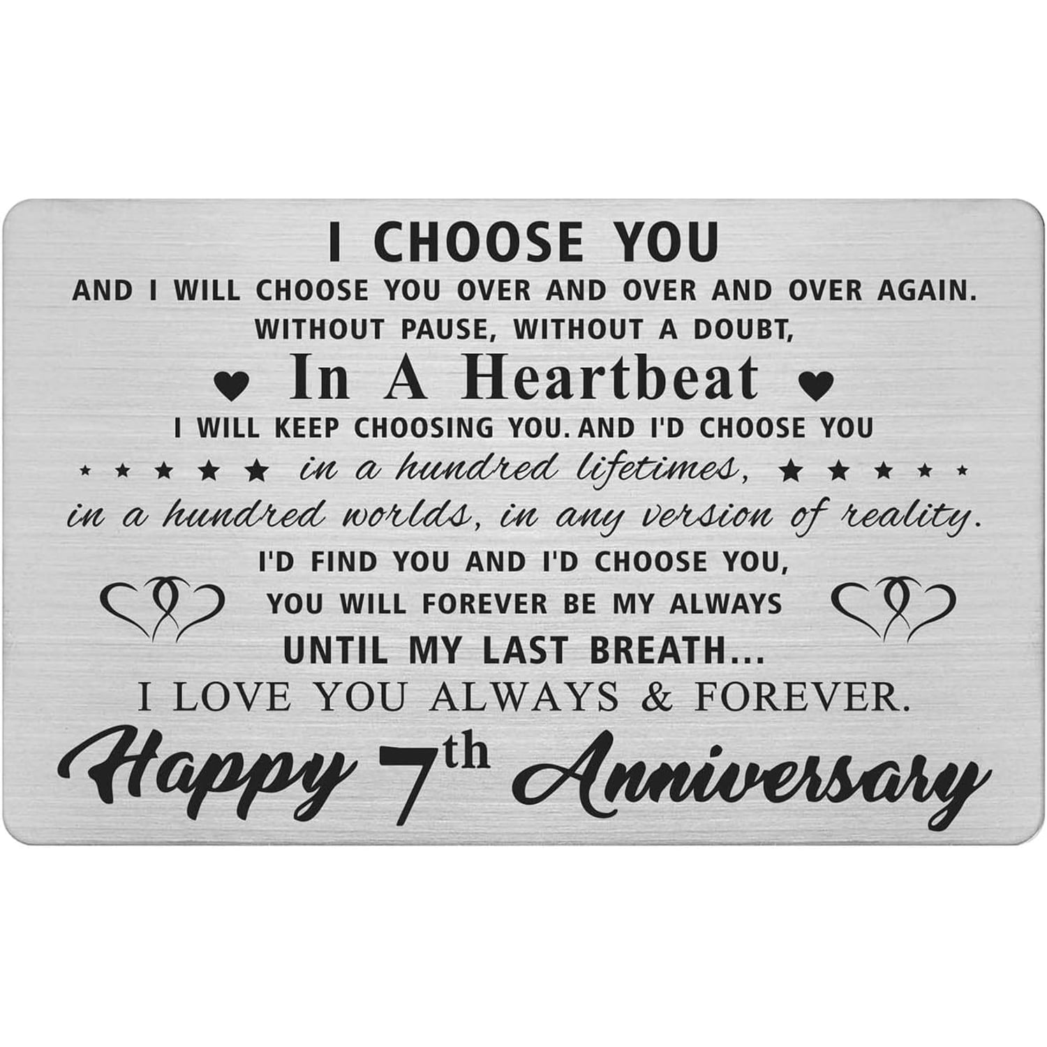 7th Anniversary Engraved Wallet Card
