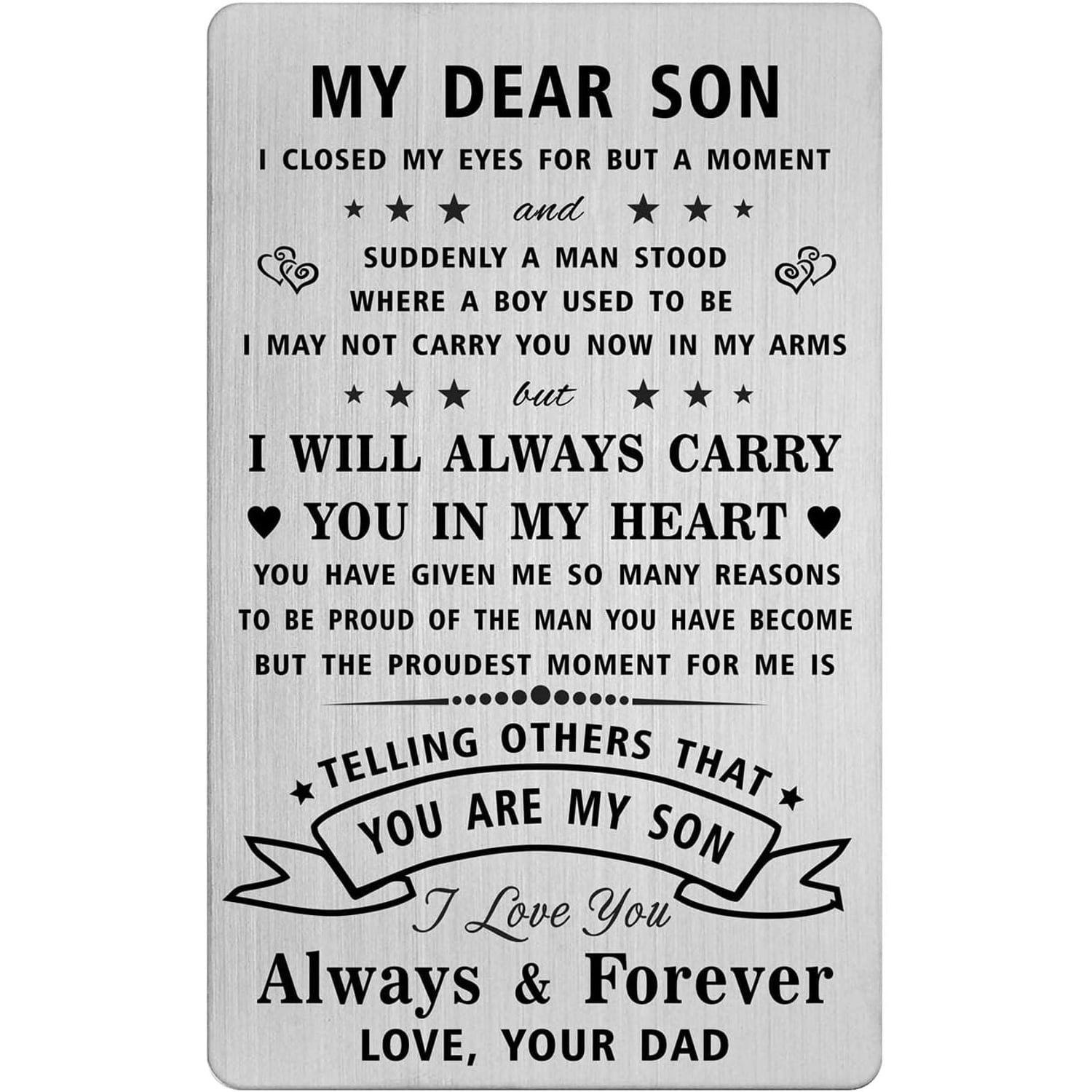 My Dear Son Engraved Wallet Card from Dad