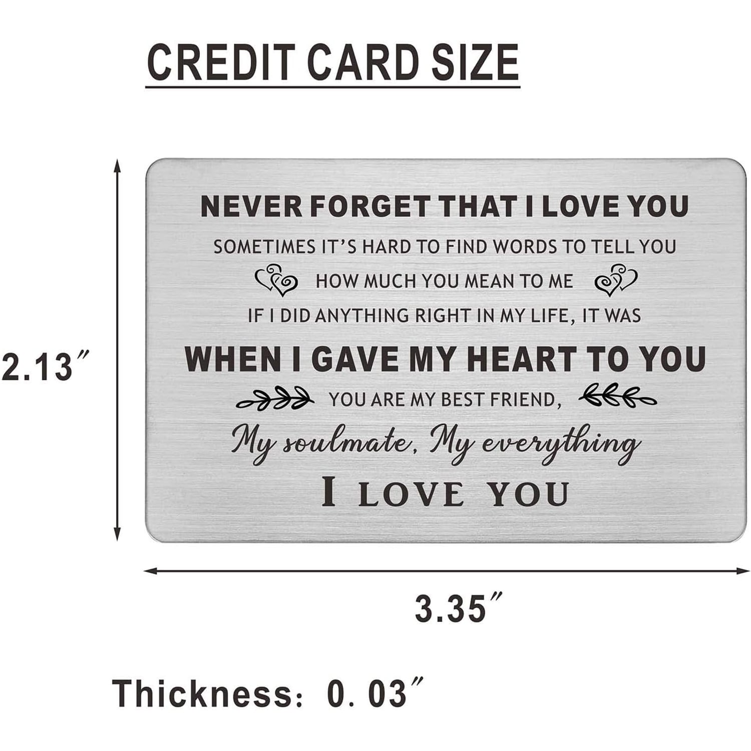 Never Forget That I Love You Engraved Wallet Card