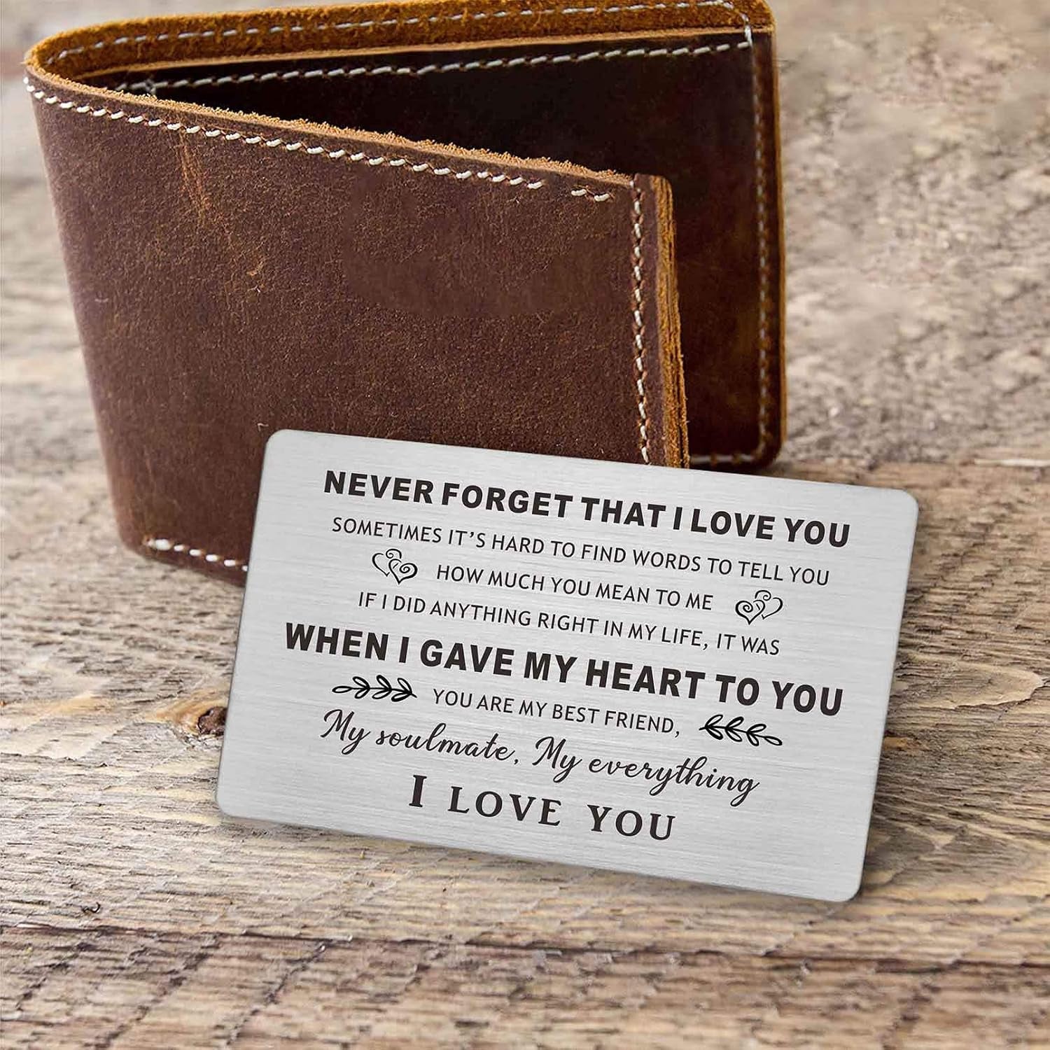 Never Forget That I Love You Engraved Wallet Card