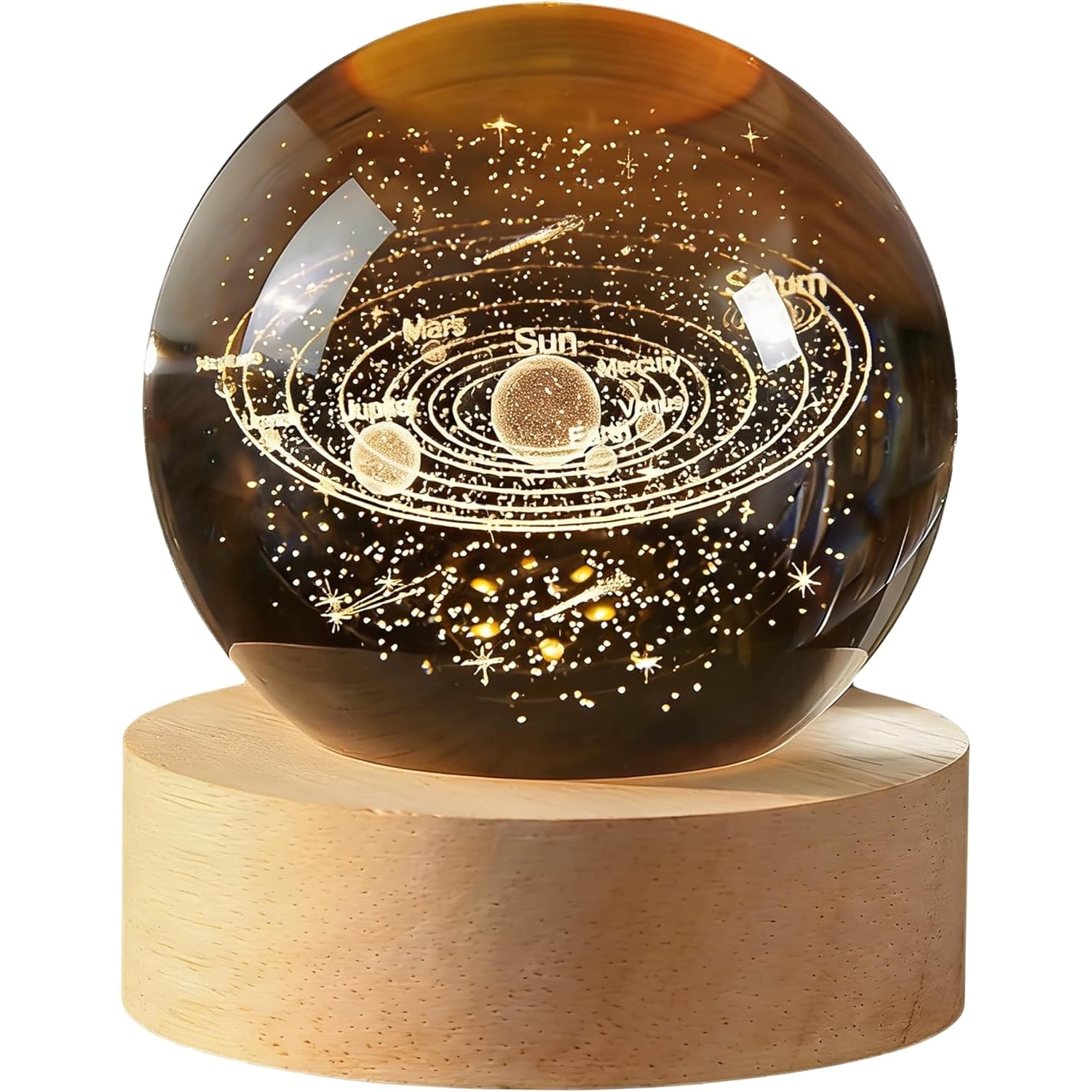 Solar System Engraved Crystal Ball Night Light