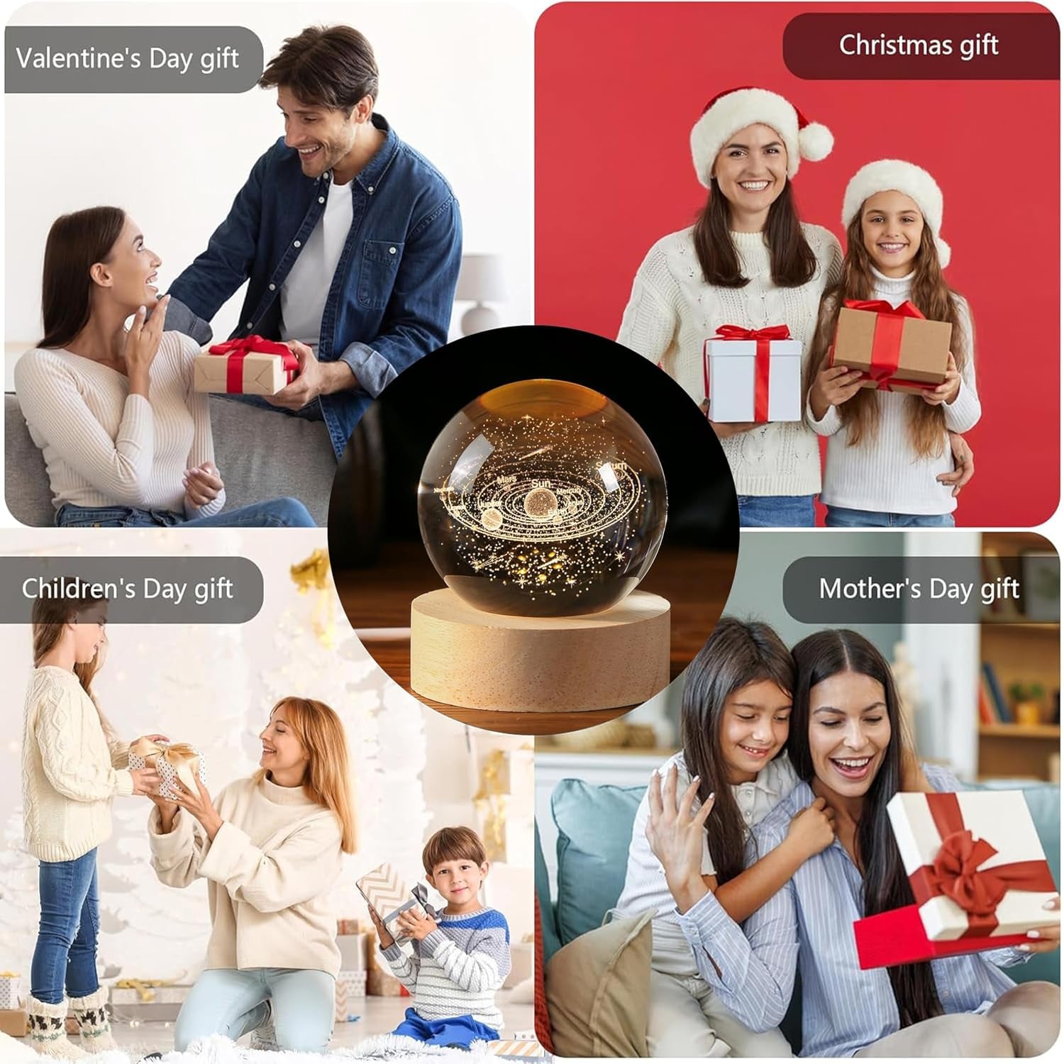 Solar System Engraved Crystal Ball Night Light: image 5