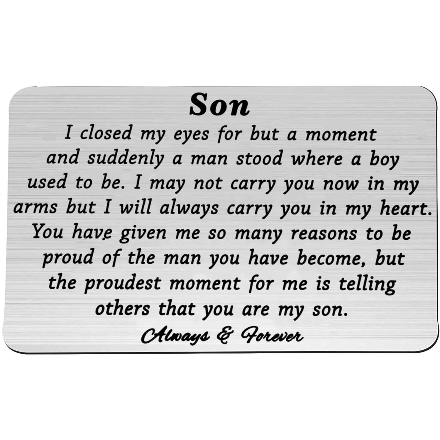 Son Engraved Wallet Card Keepsake