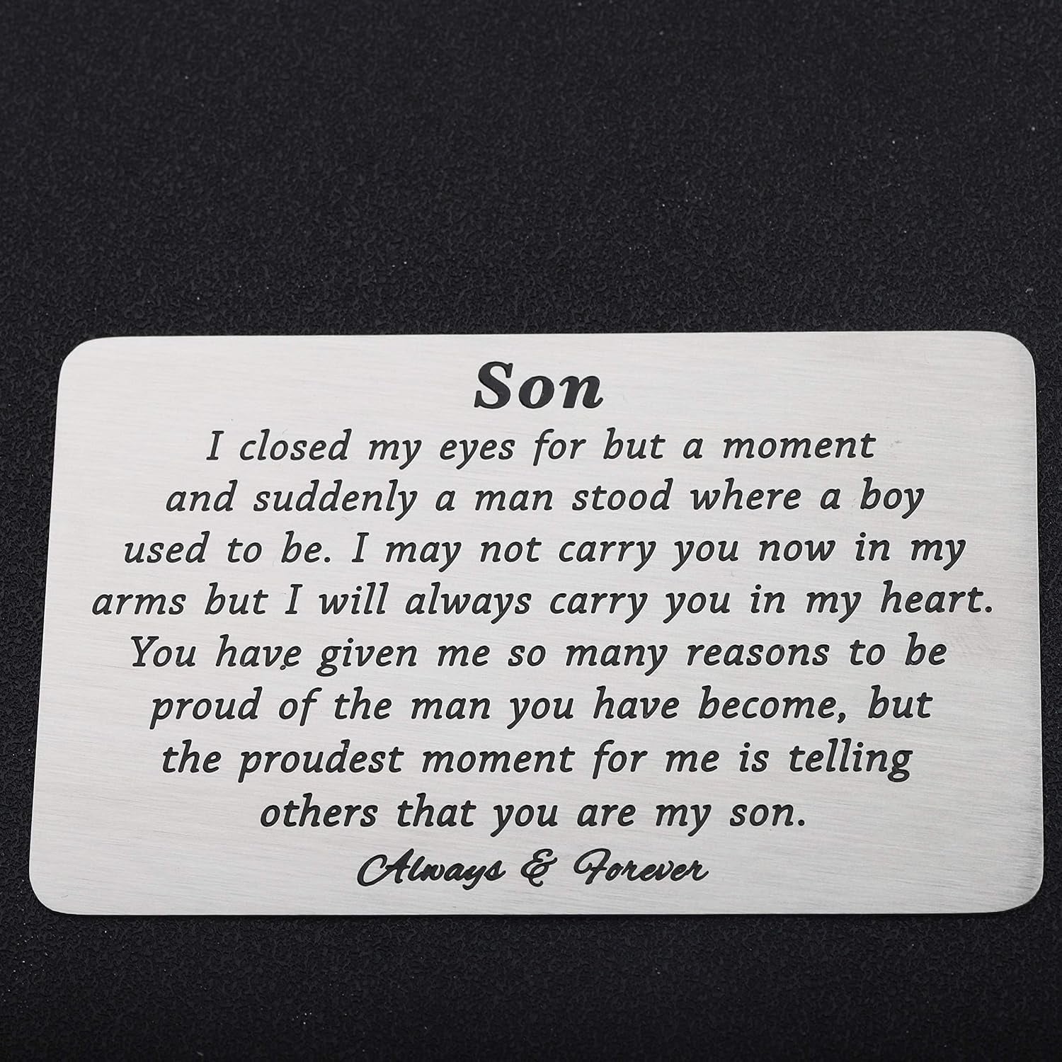 Son Engraved Wallet Card Keepsake