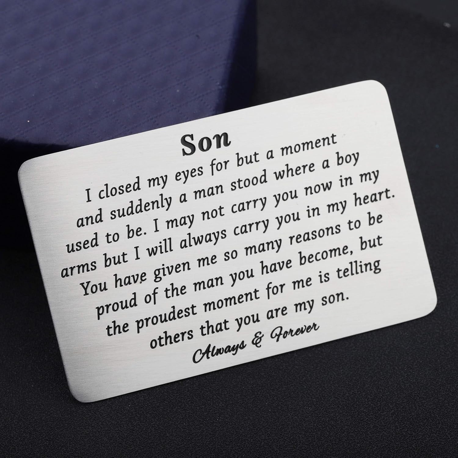 Son Engraved Wallet Card Keepsake
