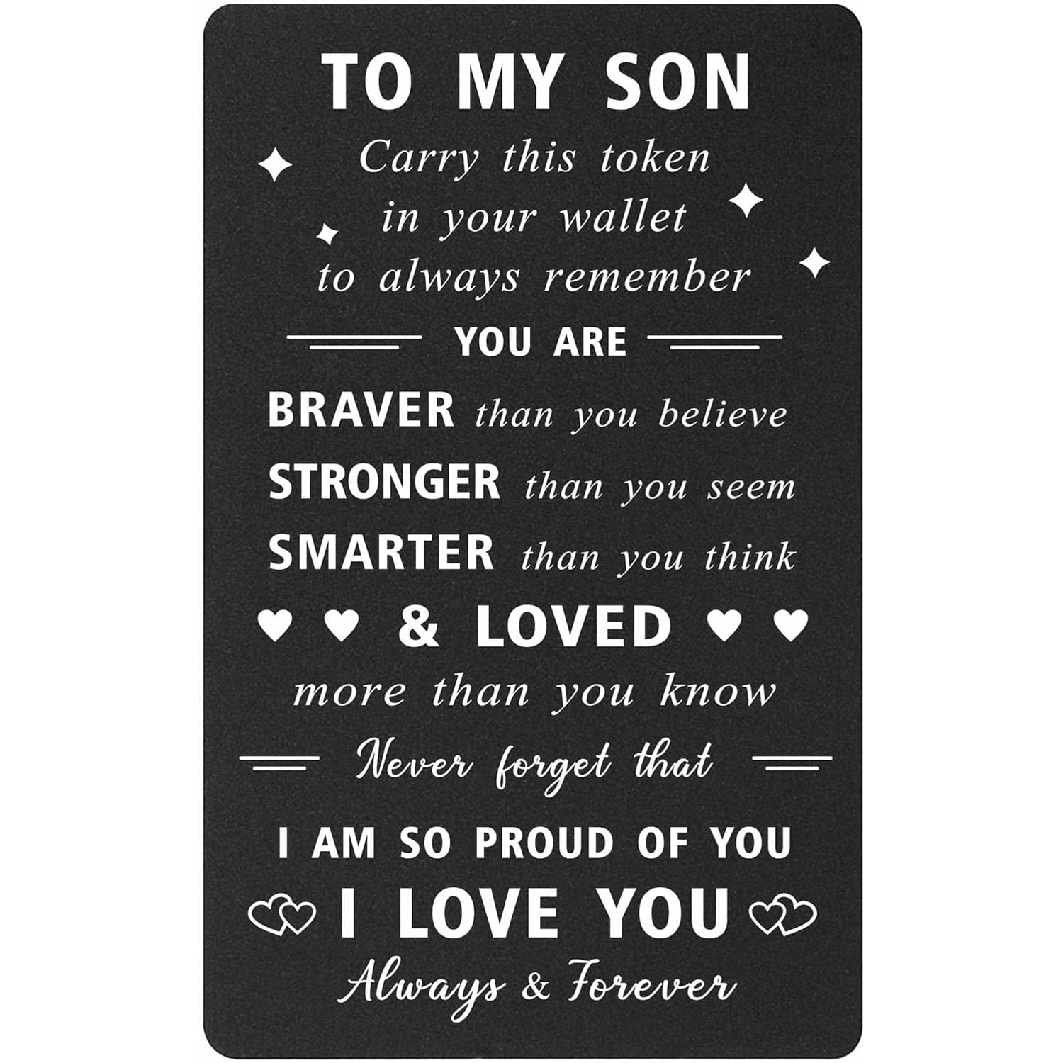To My Son Engraved Black Wallet Card