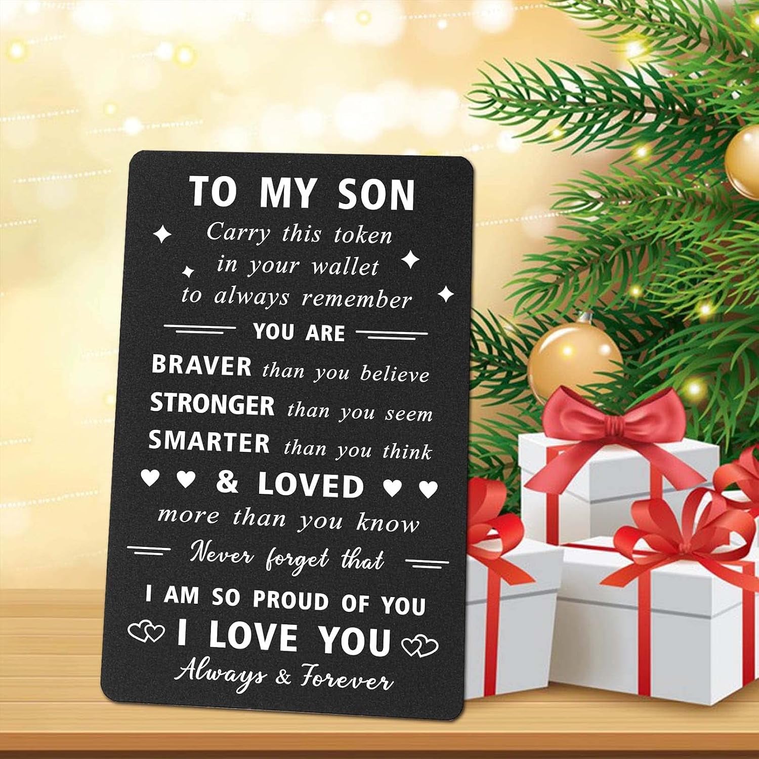 To My Son Engraved Black Wallet Card