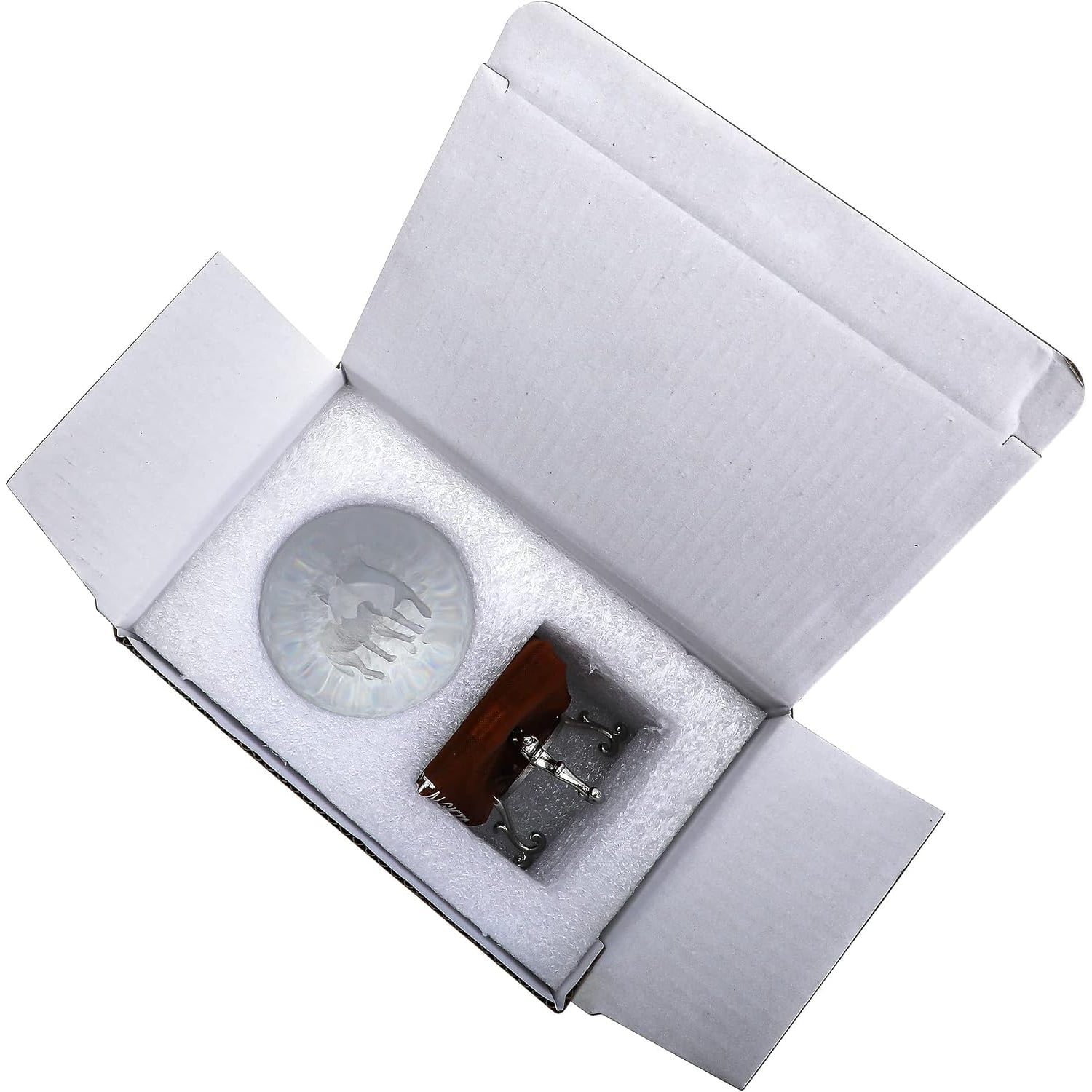 Wolf Engraved Crystal Ball with Metal Stand: image 7