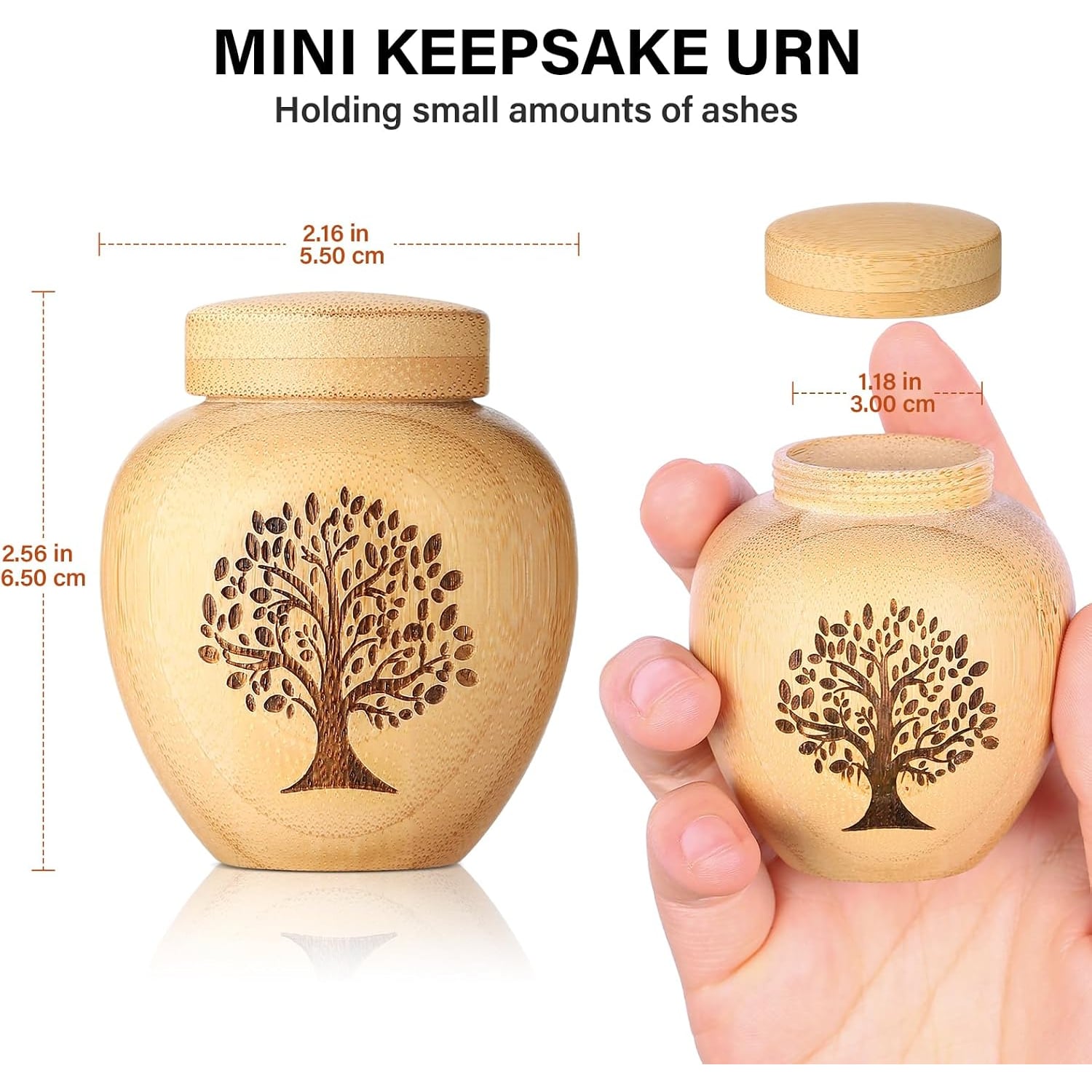 Tree of Life Engraved Bamboo Keepsake Urn
