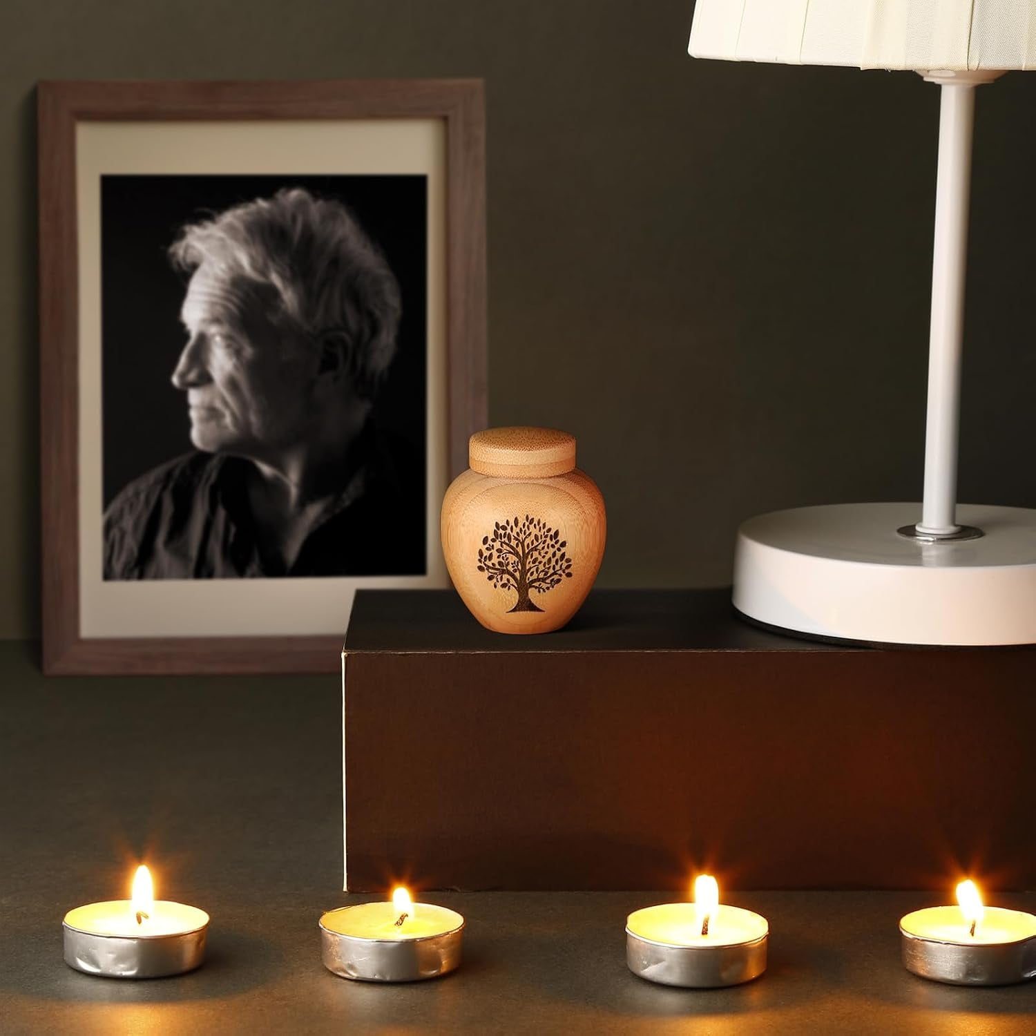 Tree of Life Engraved Bamboo Keepsake Urn